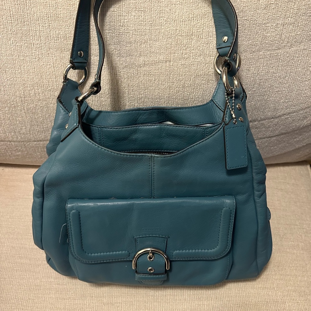 Coach Teal Blue Leather Shoulder Bag